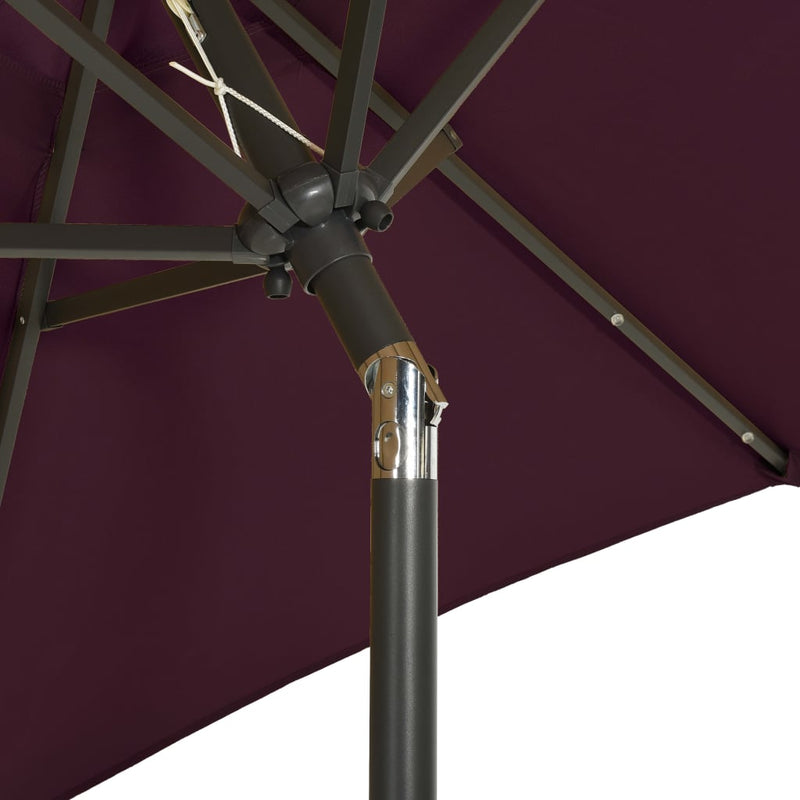 Garden Parasol with LED Lights Bordeaux Red 200x211 cm Aluminium