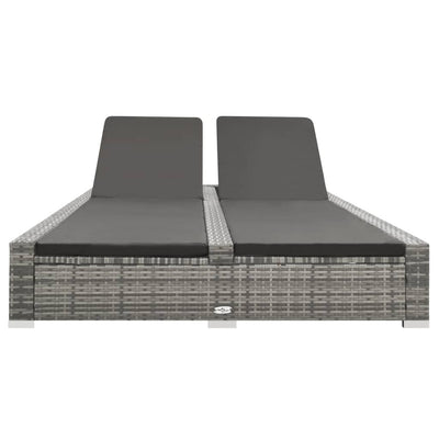 Double Sun Lounger Poly Rattan Grey