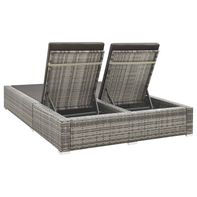 Double Sun Lounger Poly Rattan Grey