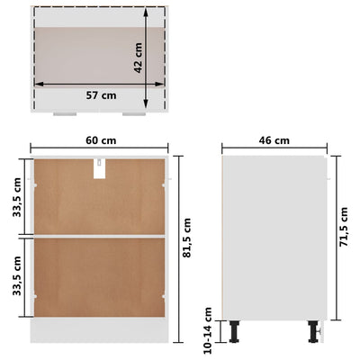 Bottom Cabinet White 60x46x81.5 cm Engineered Wood