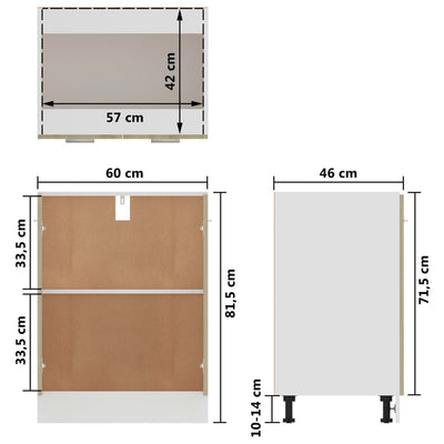 Bottom Cabinet Sonoma Oak 60x46x81.5 cm Engineered Wood