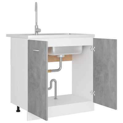 Sink Bottom Cabinet Concrete Grey 80x46x81.5 cm Engineered Wood