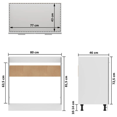 Sink Bottom Cabinet Concrete Grey 80x46x81.5 cm Engineered Wood