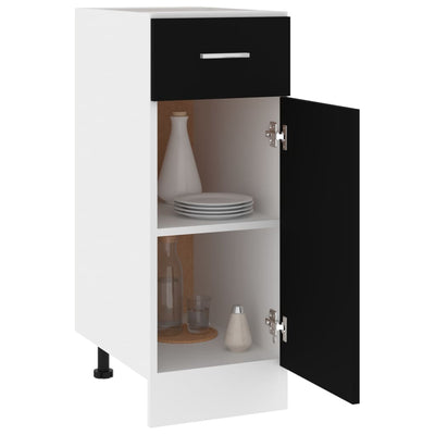 Drawer Bottom Cabinet Black 30x46x81.5 cm Engineered Wood