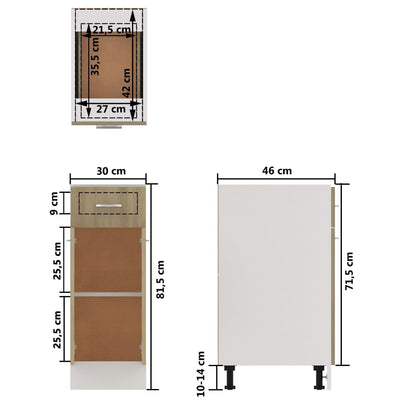 Drawer Bottom Cabinet Sonoma Oak 30x46x81.5 cm Engineered Wood