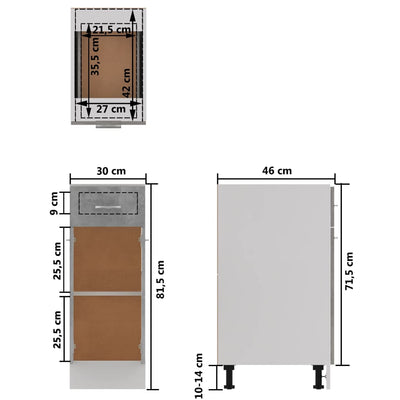 Drawer Bottom Cabinet Concrete Grey 30x46x81.5 cm Engineered Wood