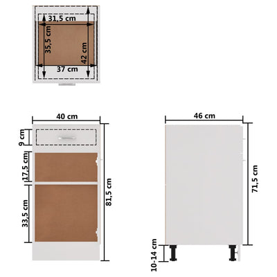 Drawer Bottom Cabinet White 40x46x81.5 cm Engineered Wood