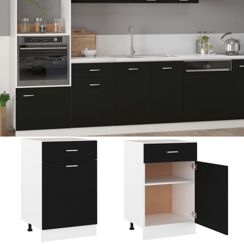 Drawer Bottom Cabinet Black 50x46x81.5 cm Engineered Wood