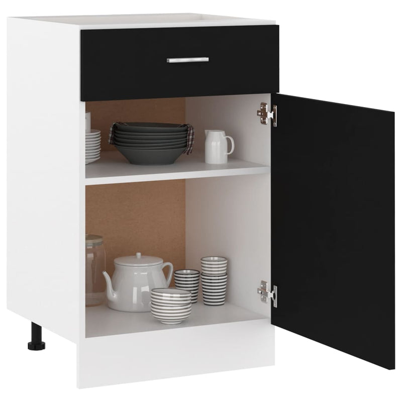 Drawer Bottom Cabinet Black 50x46x81.5 cm Engineered Wood