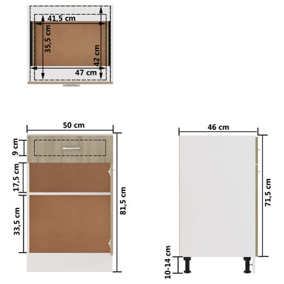 Drawer Bottom Cabinet Sonoma Oak 50x46x81.5 cm Engineered Wood