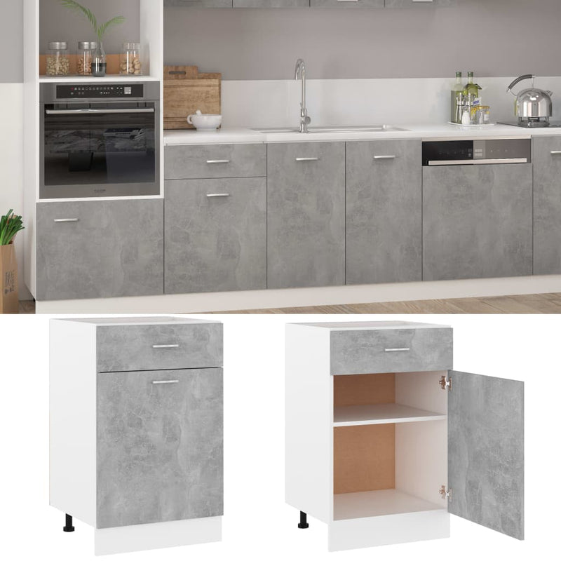 Drawer Bottom Cabinet Concrete Grey 50x46x81.5 cm Engineered Wood