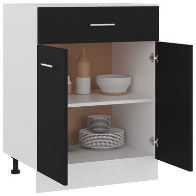 Drawer Bottom Cabinet Black 60x46x81.5 cm Engineered Wood