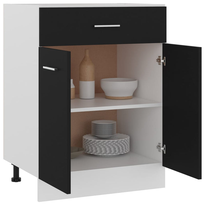 Drawer Bottom Cabinet Black 60x46x81.5 cm Engineered Wood