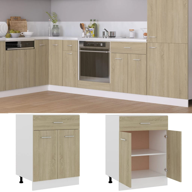 Drawer Bottom Cabinet Sonoma Oak 60x46x81.5 cm Engineered Wood