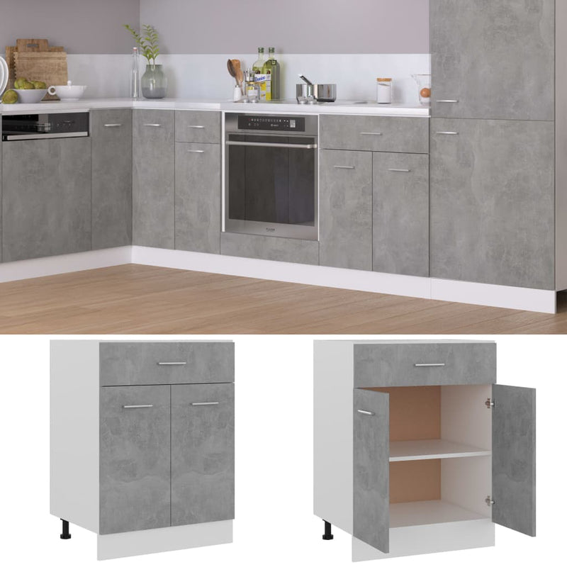 Drawer Bottom Cabinet Concrete Grey 60x46x81.5 cm Engineered Wood