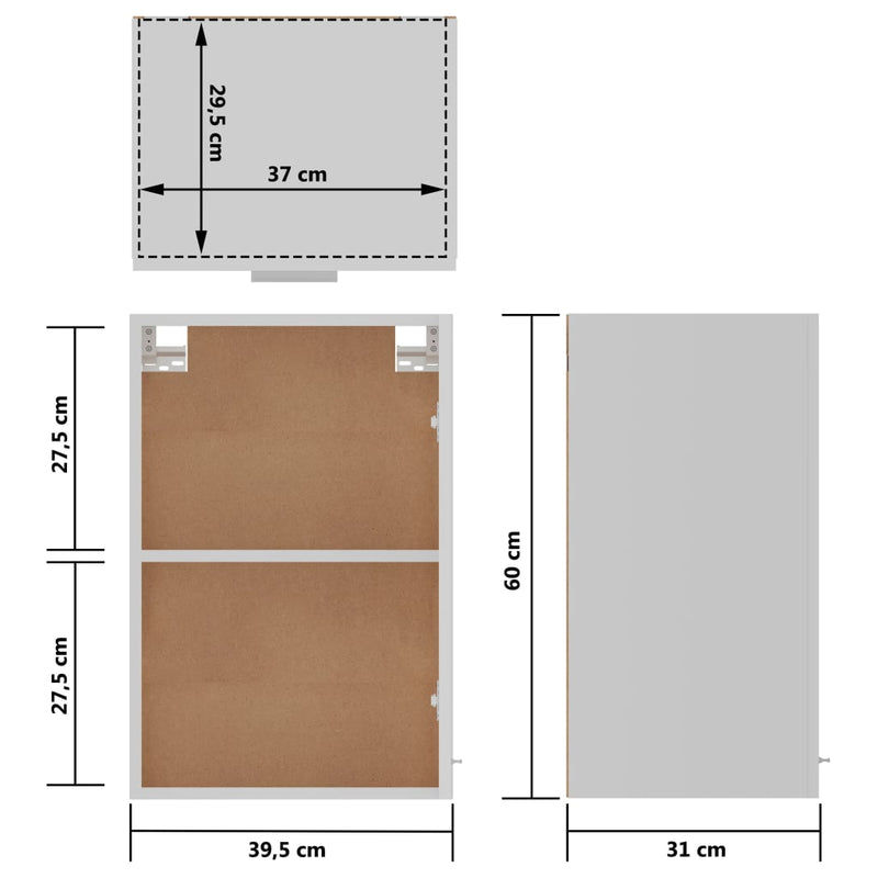 Hanging Cabinet White 39.5x31x60 cm Engineered Wood