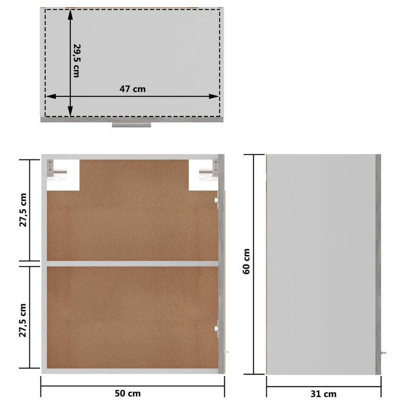 Hanging Cabinet Concrete Grey 50x31x60 cm Engineered Wood