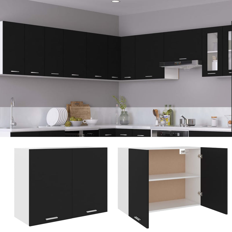 Hanging Cabinet Black 80x31x60 cm Engineered Wood