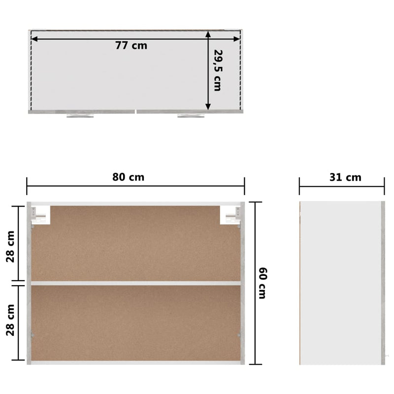 Hanging Cabinet Concrete Grey 80x31x60 cm Engineered Wood