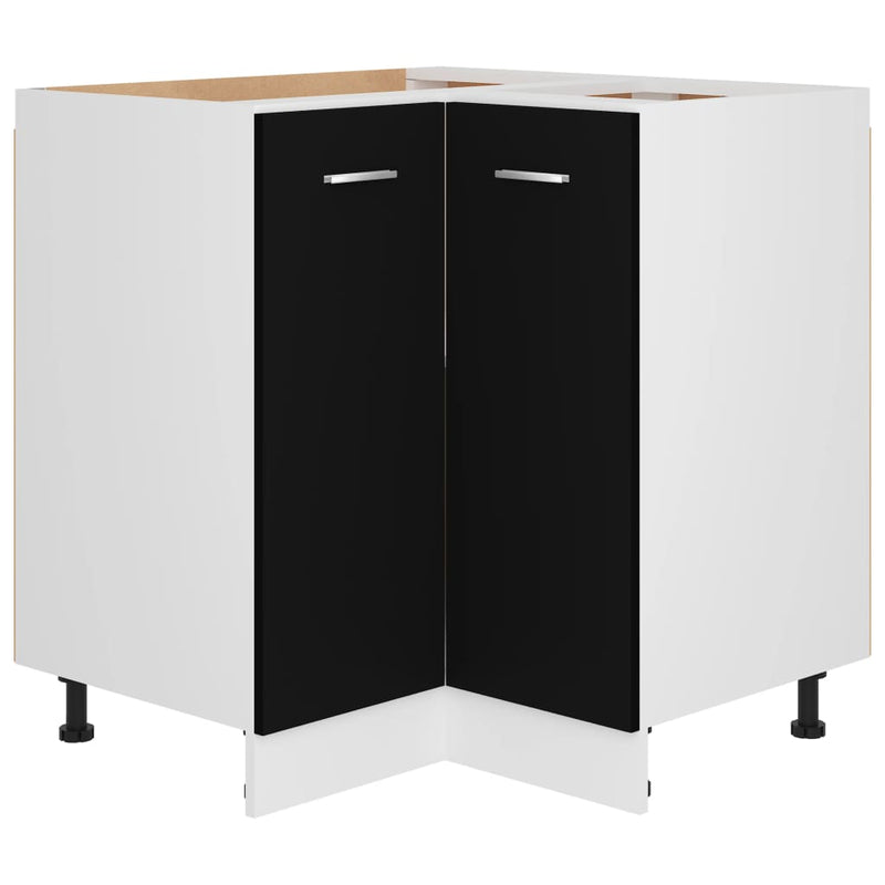 Corner Bottom Cabinet Black 75.5x75.5x81.5 cm Engineered Wood