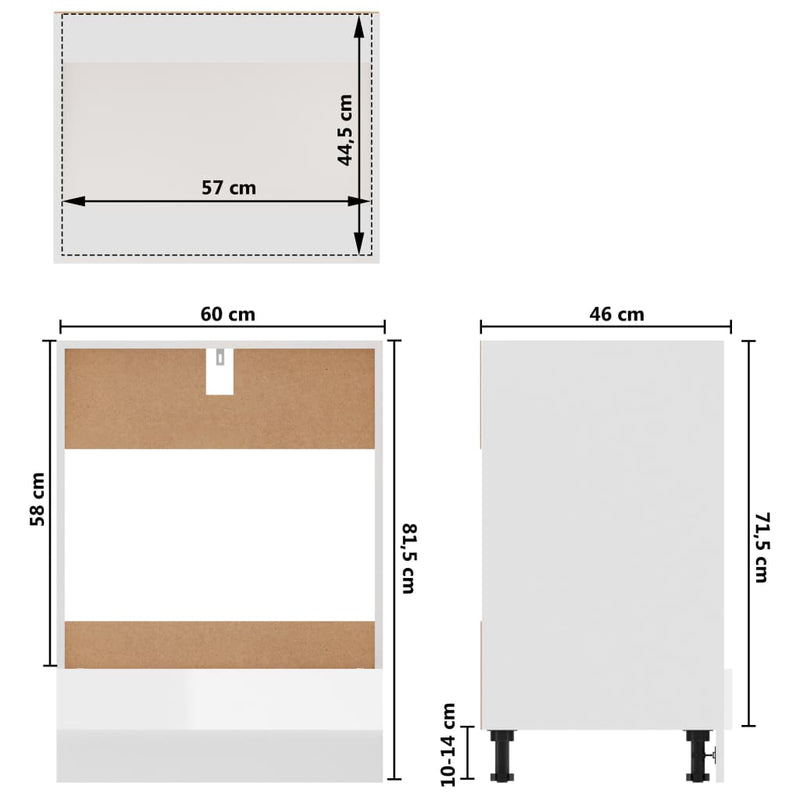 Oven Cabinet High Gloss White 60x46x81.5 cm Engineered Wood