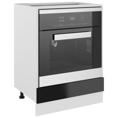 Oven Cabinet High Gloss Black 60x46x81.5 cm Engineered Wood