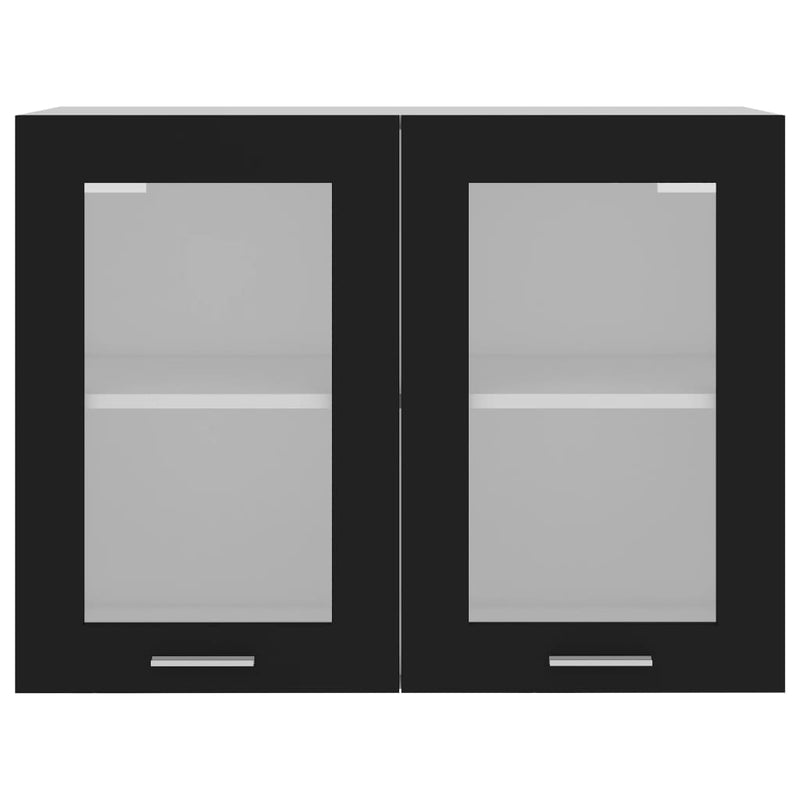 Hanging Glass Cabinet Black 80x31x60 cm Engineered Wood