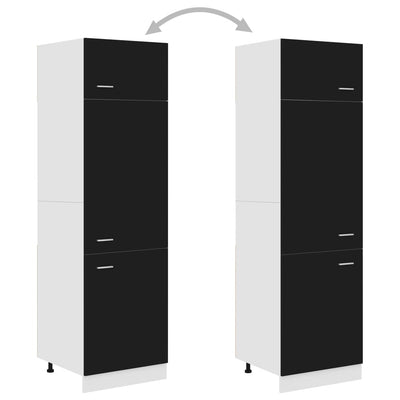 Refrigerator Cabinet Black 60x57x207 cm Engineered Wood