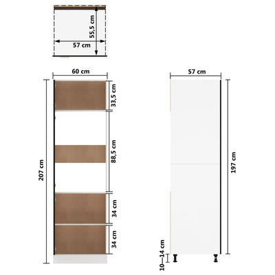 Refrigerator Cabinet Black 60x57x207 cm Engineered Wood