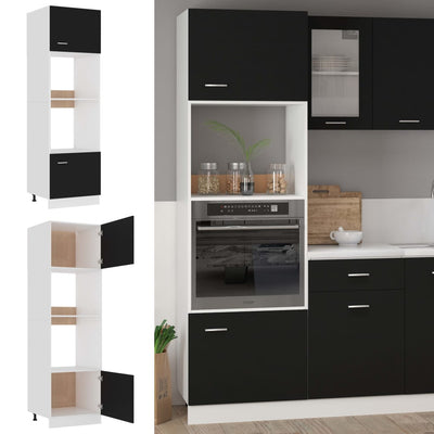 Microwave Cabinet Black 60x57x207 cm Engineered Wood