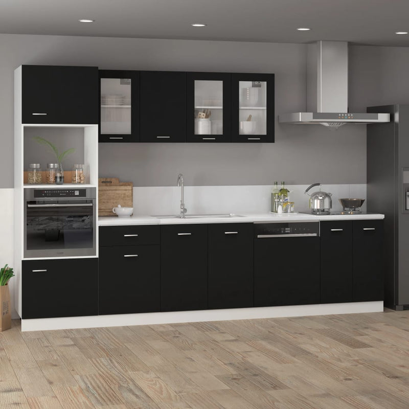 Microwave Cabinet Black 60x57x207 cm Engineered Wood