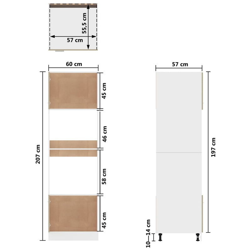 Microwave Cabinet Sonoma Oak 60x57x207 cm Engineered Wood