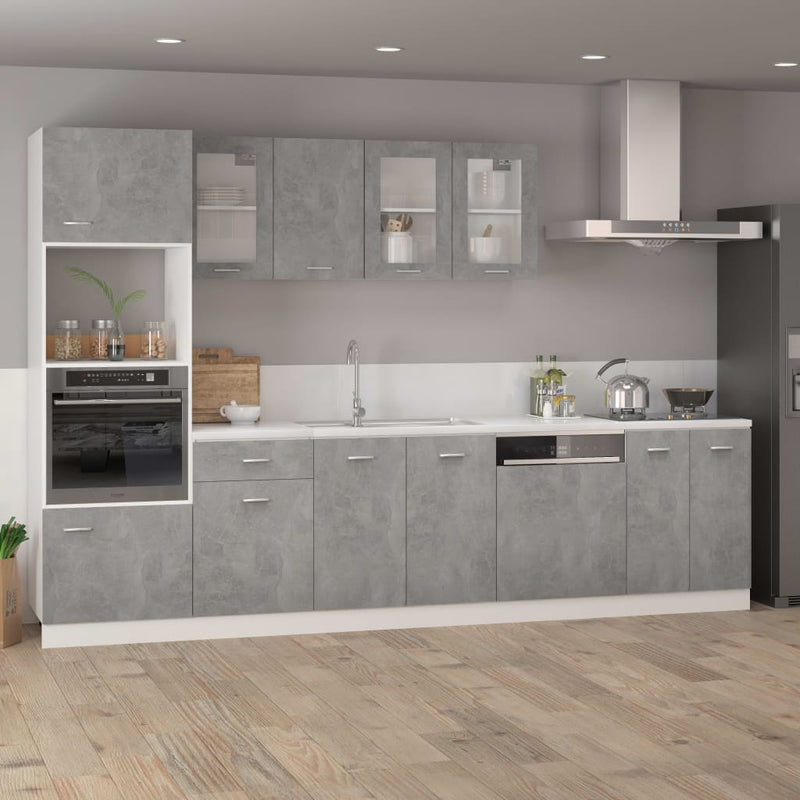 Microwave Cabinet Concrete Grey 60x57x207 cm Engineered Wood