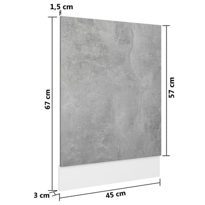 Dishwasher Panel Concrete Grey 45x3x67 cm Engineered Wood