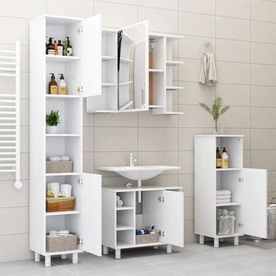 Bathroom Cabinet White 30x30x95 cm Engineered Wood