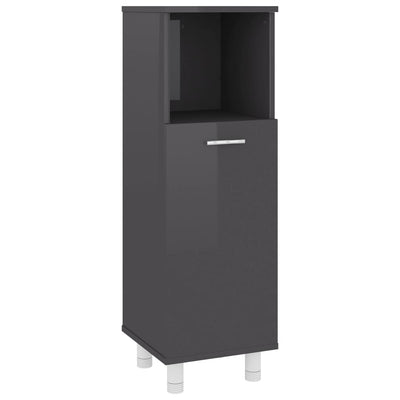 Bathroom Cabinet High Gloss Grey 30x30x95 cm Engineered Wood