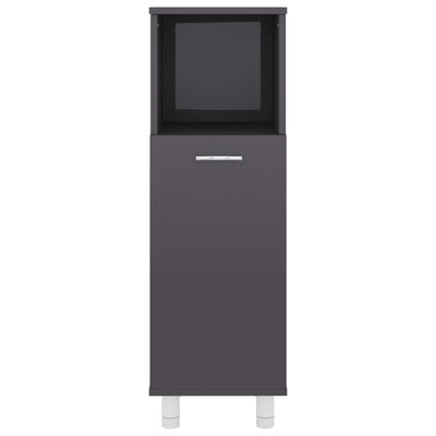 Bathroom Cabinet High Gloss Grey 30x30x95 cm Engineered Wood