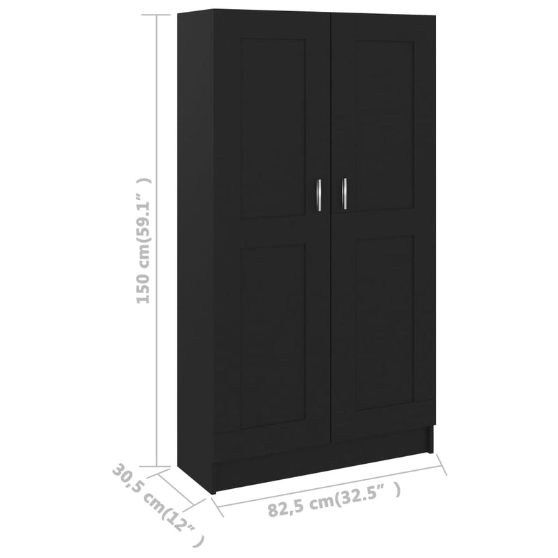 Book Cabinet Black 82.5x30.5x150 cm Engineered Wood