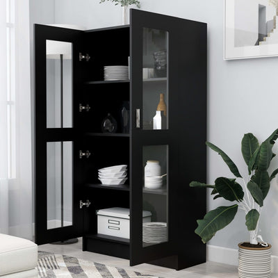 Vitrine Cabinet Black 82.5x30.5x150 cm Engineered Wood