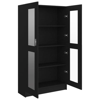 Vitrine Cabinet Black 82.5x30.5x150 cm Engineered Wood