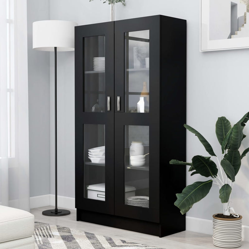 Vitrine Cabinet Black 82.5x30.5x150 cm Engineered Wood