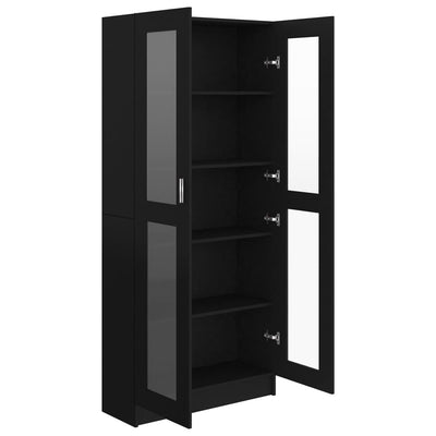 Vitrine Cabinet Black 82.5x30.5x185.5 cm Engineered Wood