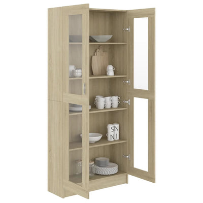 Vitrine Cabinet Sonoma Oak 82.5x30.5x185.5 cm Engineered Wood