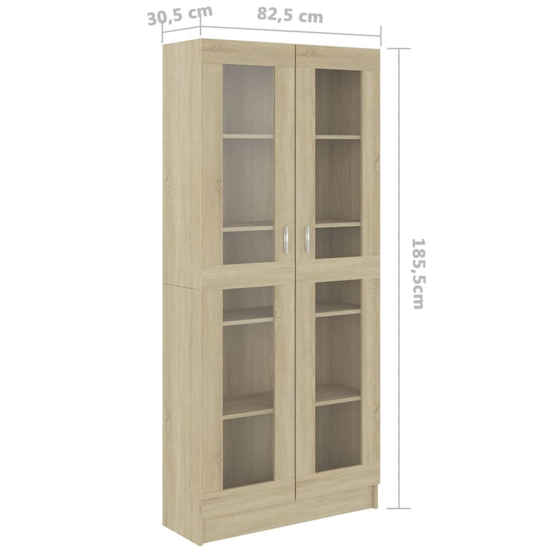 Vitrine Cabinet Sonoma Oak 82.5x30.5x185.5 cm Engineered Wood