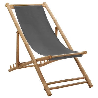 Deck Chair Bamboo and Canvas Dark Grey