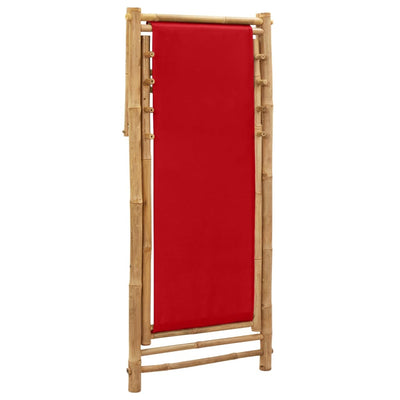 Deck Chair Bamboo and Canvas Red