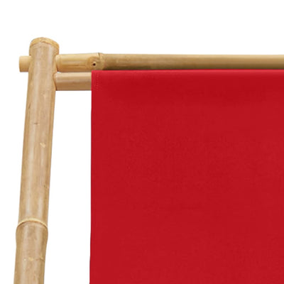 Deck Chair Bamboo and Canvas Red