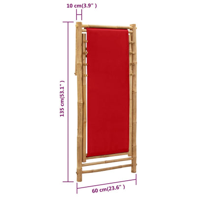 Deck Chair Bamboo and Canvas Red