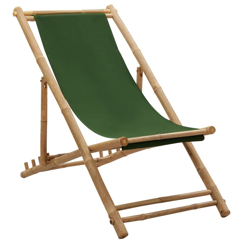 Deck Chair Bamboo and Canvas Green