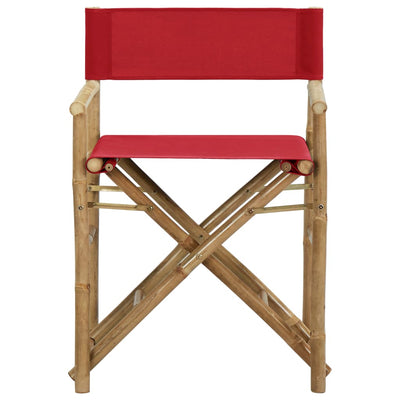 Folding Director's Chairs 2 pcs Red Bamboo and Fabric